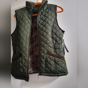 Weatherproof Green Faux Fur Vest Coat